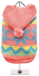 Pullover Rose à capuche pompon