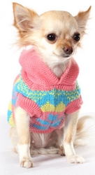 Pullover Rose à capuche pompon