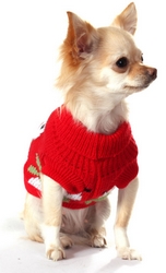Pull rouge bonhommes de neige