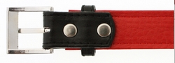 Collier en cuir noir et rouge S à XL