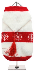 Pull à capuche blanc et rouge