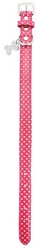 Collier en cuir fuchsia à pois blancs S à XL