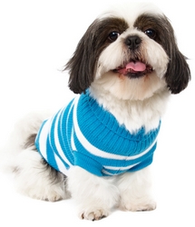 Pullover à rayures bleues et blanches