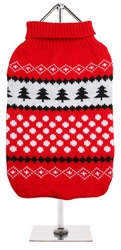 Pull rouge et blanc neige