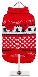 Pull rouge et blanc neige