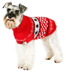 Pull rouge et blanc neige
