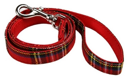 Laisse en tissu rayée rouge