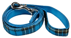 Laisse en tissu rayée bleue