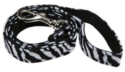 Laisse en tissu zébrée noire