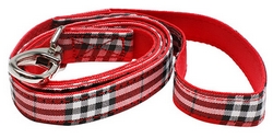 Laisse en tissu rayée rouge