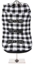 Manteau à carreaux noir et blanc