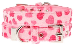 Collier en tissu Rose à coeurs S à L