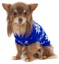 Pull bleu flocons de neige