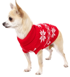 Pull rouge flocons de neige