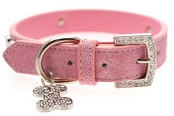 Collier en cuir rose S à XL