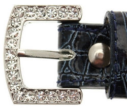 Collier en cuir bleu crocodile S à XL