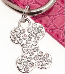Collier en cuir fuchsia crocodile S à XL