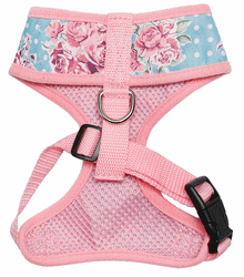 Harnais souple floral rose et bleu XXS à XL