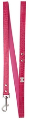 Laisse en cuir fuchsia S à L