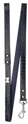 Laisse en cuir bleu croco S à L