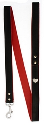 Laisse en cuir noir et rouge S à L