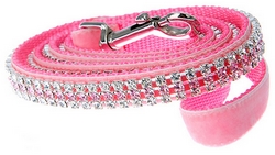 Laisse Swarovski rose